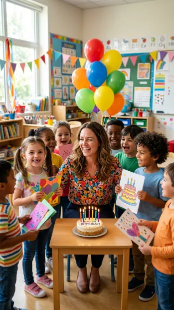 Birthday wishes for a teacher from young students